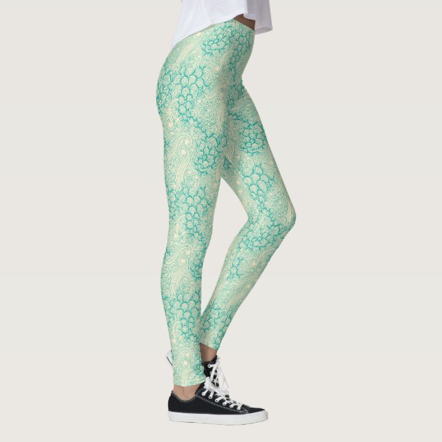 Legging Ocean Shells Sea Waves Abstract Vintage Pattern (Direita)
