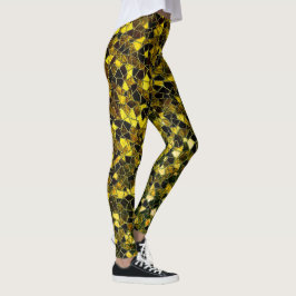 Legging Ocher escuro e mosaico amarelo, divisão de linha d