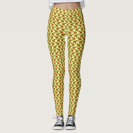 Legging Ochre Houndstooth Amarelo com Pernas de Cães