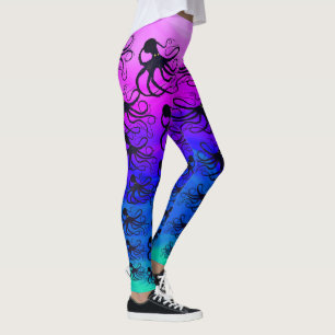 Legging Octopodes no rosa ao verde - caneleiras