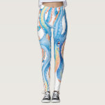 Legging Octopus Blue Watercolor Art<br><div class="desc">arte polvo</div>