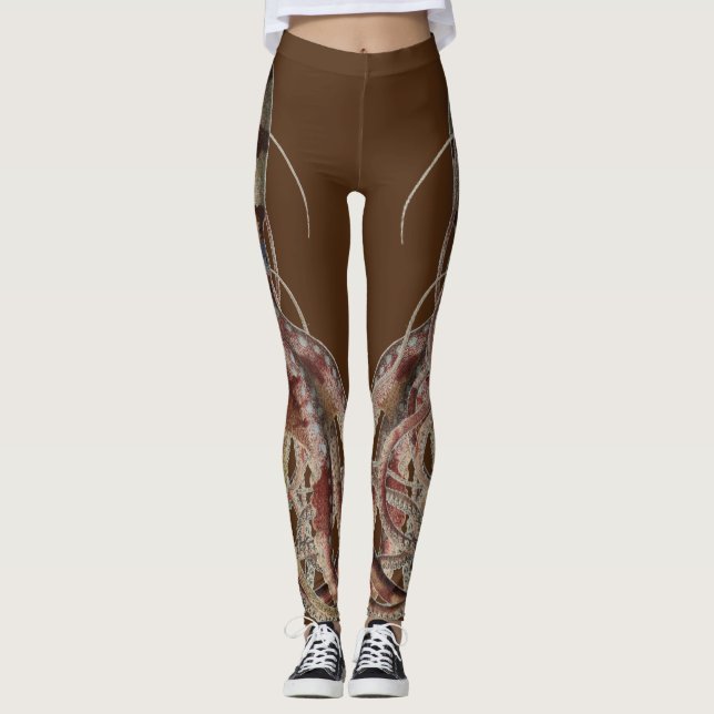 Legging Octopus de toque azul duplo - virado para o lado (Frente)