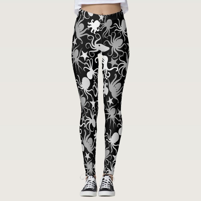 Legging Octopus Padrão.b Preto BG (Frente)