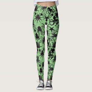Legging Octopus Pattern.w LGreen BG