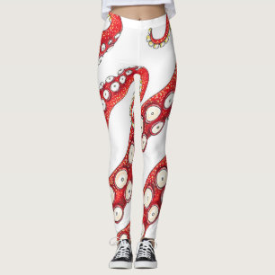 Legging Octopus vermelho em branco
