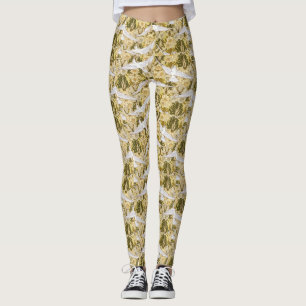 Legging Óculos Exquisitos Contra Ilustração Floral