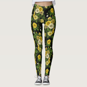 Legging Oculto nas rosas, amarelo e verde