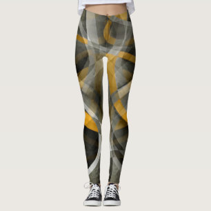 Legging Oitenta Mostarda Retroativa Amarelo e Abstrato de