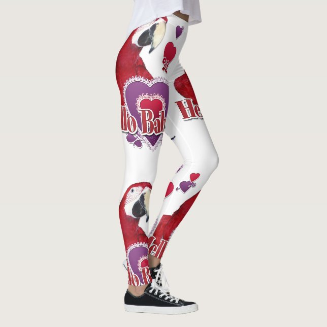 Legging Olá Bebê Papagaio Com Corações (Direita)
