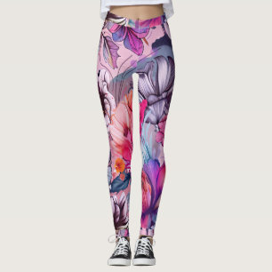 Legging Olá, Tempo de Felicidade Primavera, Púrpura Rosa