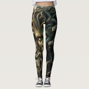 Legging Olhar da Medusa Cabeça de Cobras da Morte
