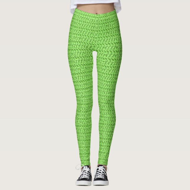 Legging Olhar verde-maçã da malha do Weave (Frente)