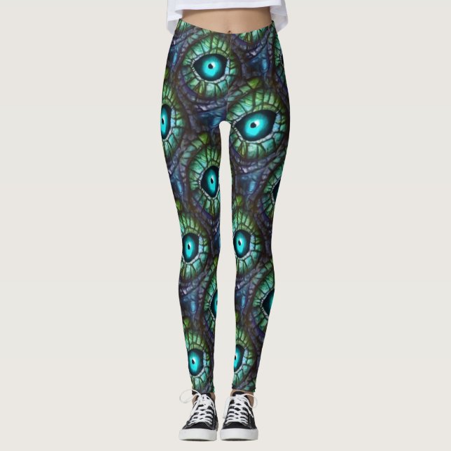 Legging Olho Abstrato Azul Verde (Frente)