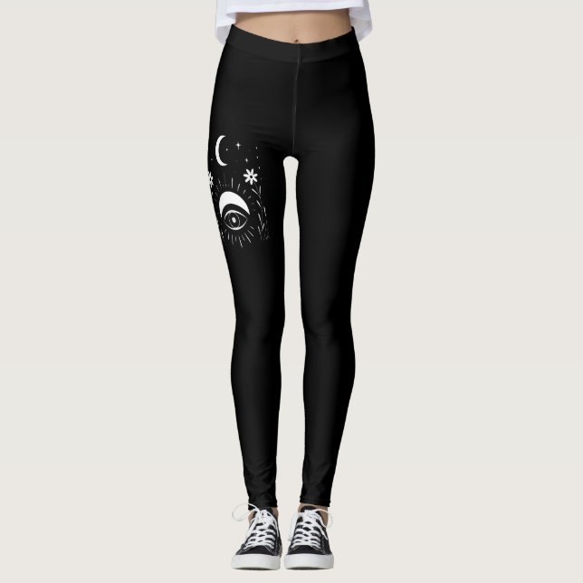 Legging Olho Boho Preto e Branco Ousado (Frente)