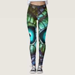 Legging Olho Verde Azul abstrato