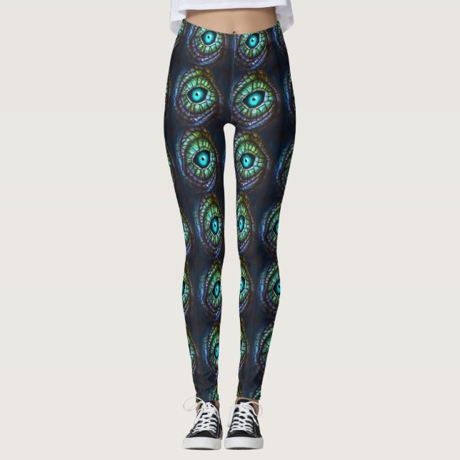 Legging Olho Verde Azul abstrato (Frente)