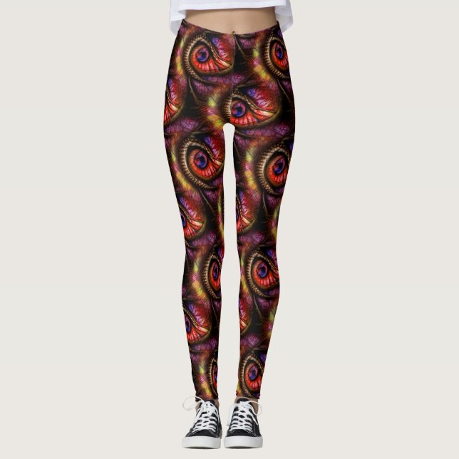 Legging Olhos abstratos em vermelhos e roxos (Frente)