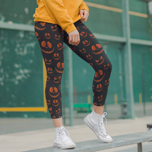 Legging Olhos Assustadores do Halloween Enfrentam Laranja