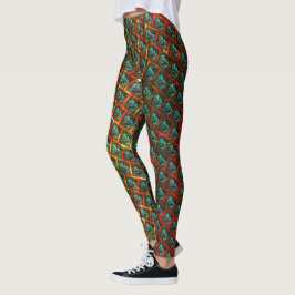 Legging "Olhos de moldura" azuis, quadrados, arranhados ou