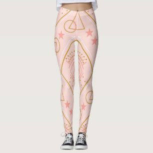 Legging Olhos Dourados cor-de-rosa: Design geométrico sem