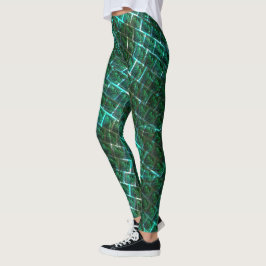 Legging "Olhos enquadrados verdes", arranhões e grelha azu