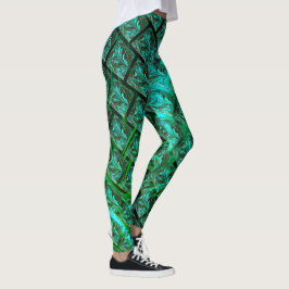 Legging "Olhos verdes em grelha", arranhados e borrados