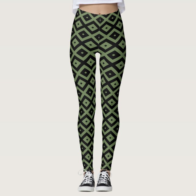 Legging Olive green and black diamond pattern (Frente)