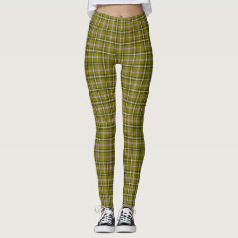 Legging Olive Green Plaid Retro Color