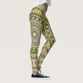 Legging Olive Verde e Padrão Mandala Pastel