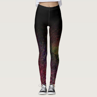 Legging Ombre preto com arte abstracta suja do círculo