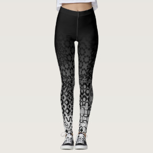 Legging Ombre preto com padrões pretos & brancos originai