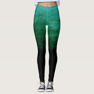 Legging Ombre Preto com Textura Envelhecida - Azul Turques