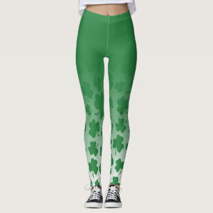 Legging Ombre verde & teste padrão verde do trevo sobre o
