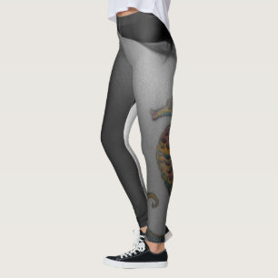 Legging OMG Pernas incríveis tatuagem no mar e escala de c