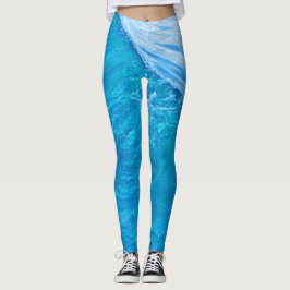 Legging Onda de água azul das pernas