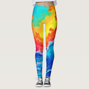 Legging Onda do Oceano: Onda do Pôr do Sol Radiante
