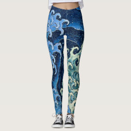 Legging Onda Feminina Hokusai Vintage Oceano