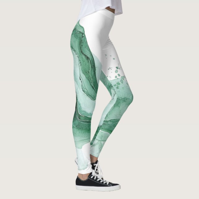 Legging Onda Verde Abstrata (Direita)