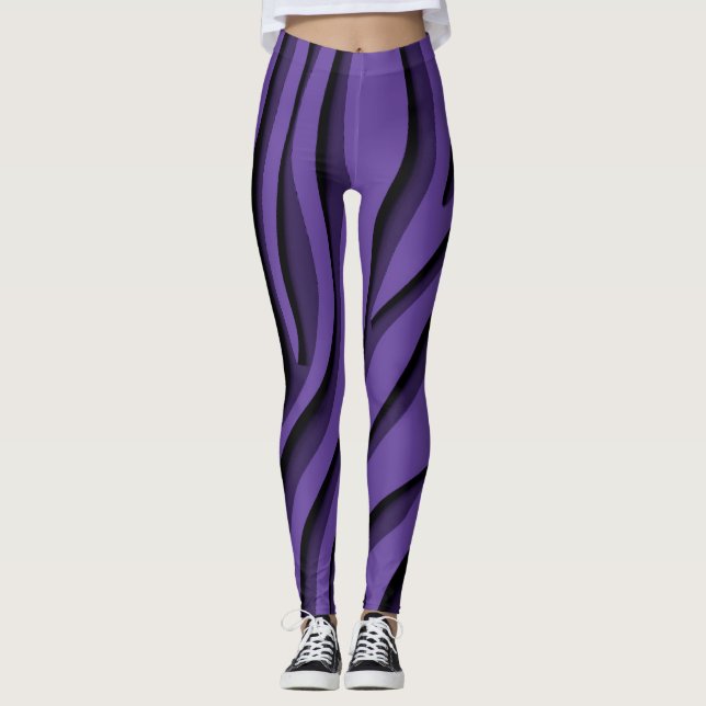 Legging Onda Zebra 3D Púrpura e Luxuosa (Frente)