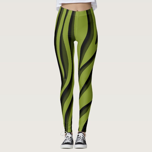 Legging Onda Zebra 3D Verde Suave de Luxo (Frente)