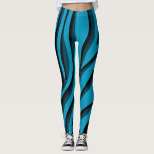Legging Onda Zebra Azul 3D Azul e Luxo