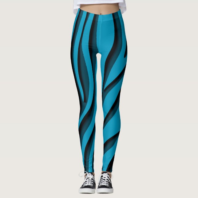 Legging Onda Zebra Azul 3D Azul e Luxo (Frente)