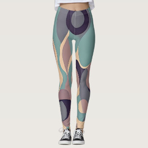 Legging Ondas abstratas roxas e azuis suaves
