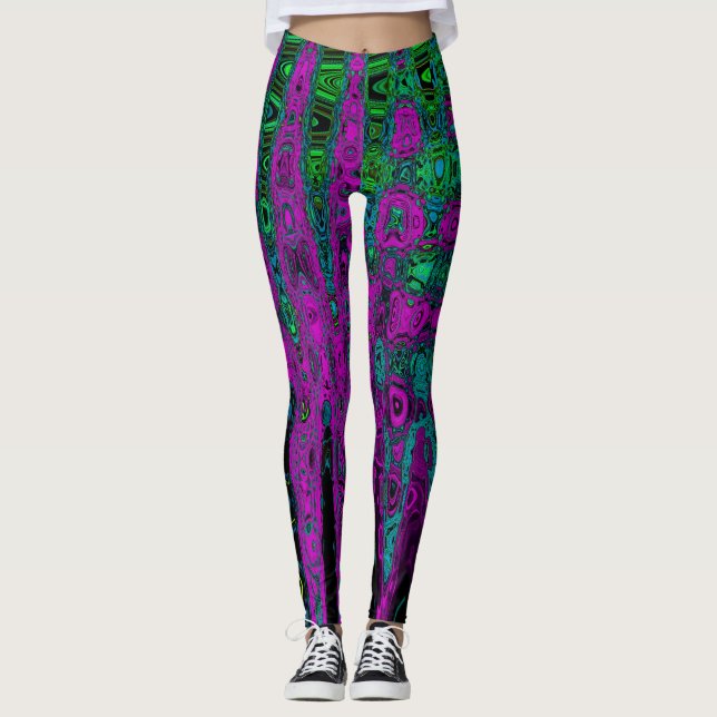 Legging Ondas Atômicas Magenta Abstrato Groovy Negrito (Frente)