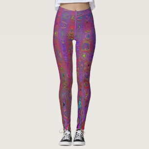 Legging Ondas Atômicas Retro Magenta Groovy Psicodélicas