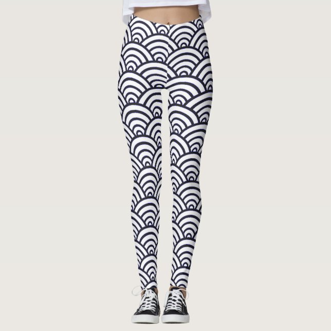Legging Ondas Azuis Japonesas Seigaiha Mar (Frente)