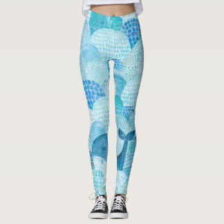 Legging Ondas, baleia, textura azul infantil