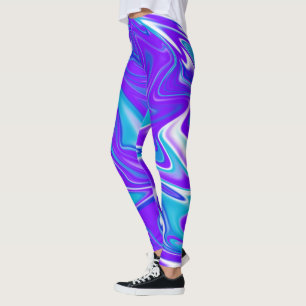 Legging Ondas Celestiais: O Mármore Azul Branco e Roxo