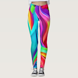 Legging Ondas de Abstrato vibrantes em cores dinâmicas
