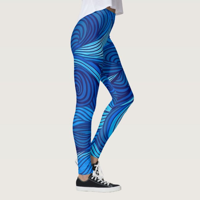 Legging Ondas de Água do Oceano Azul Turquesa Abstrato | (Direita)
